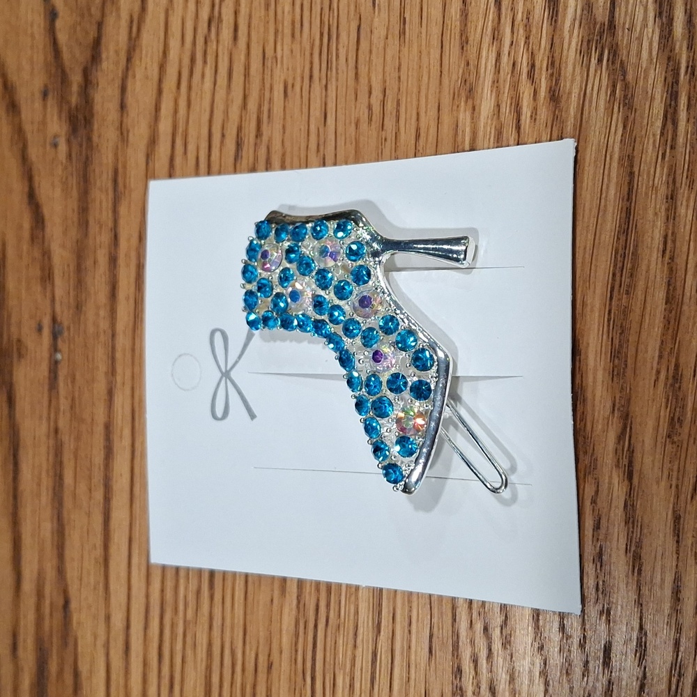 Blue Rhinestone High Heel Barette - Picture 5 of 5